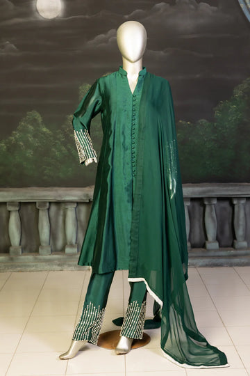 Jade Whisper- Premium Quality Sheesha Silk Dress for Evening Events