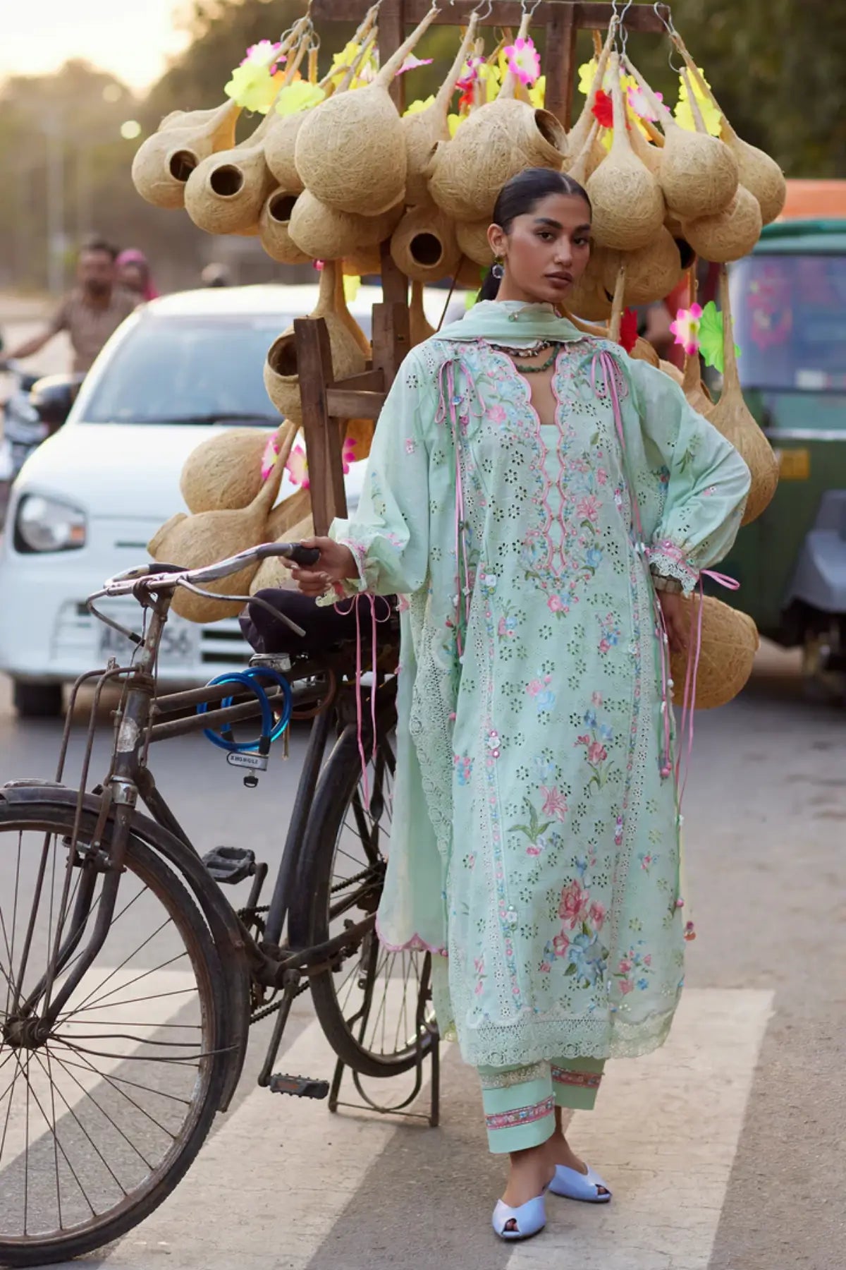 Zaha Jade Vine Reverie ZF26-12 stitched lawn 3PC suit with floral embroidery and voile dupatta