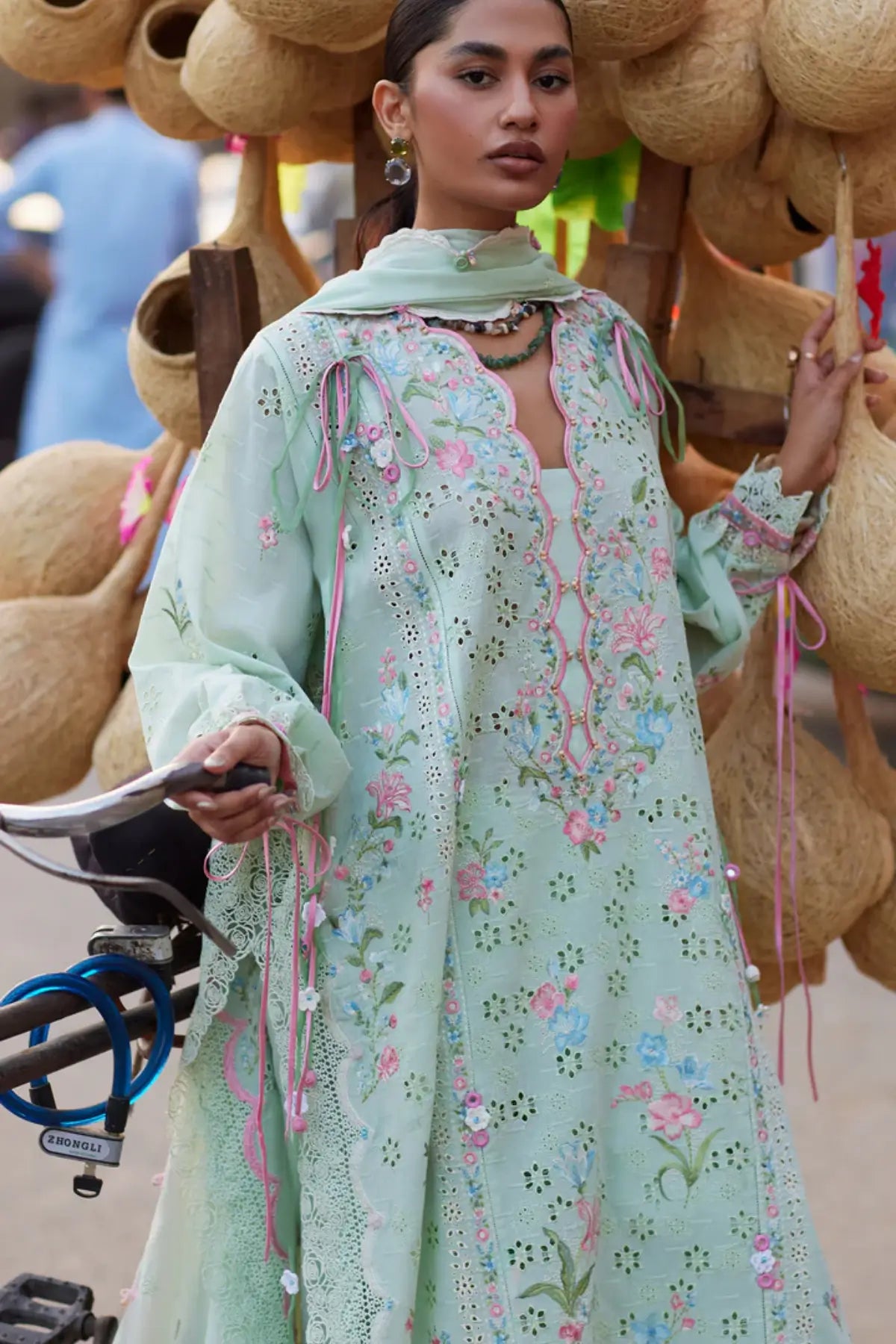 Zaha Jade Vine Reverie ZF26-12 stitched lawn 3PC suit with floral embroidery and voile dupatta
