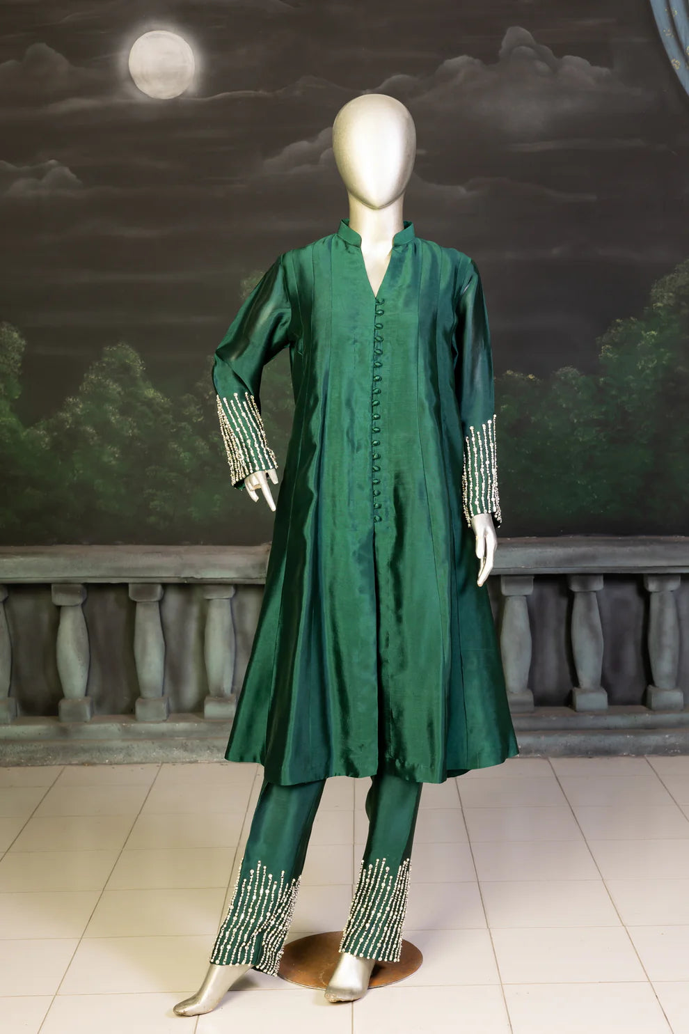 Jade Whisper- Premium Quality Sheesha Silk Dress for Evening Events