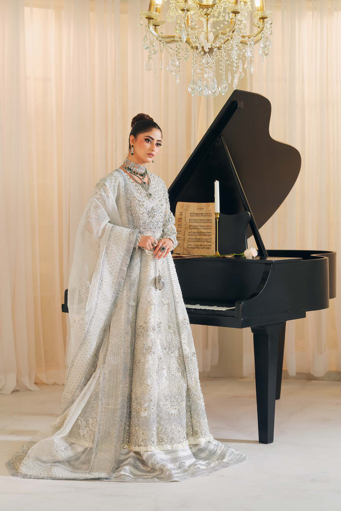 Jhil Mil – Maryam Hussain Silver Wedding Couture Bridal Dress Online