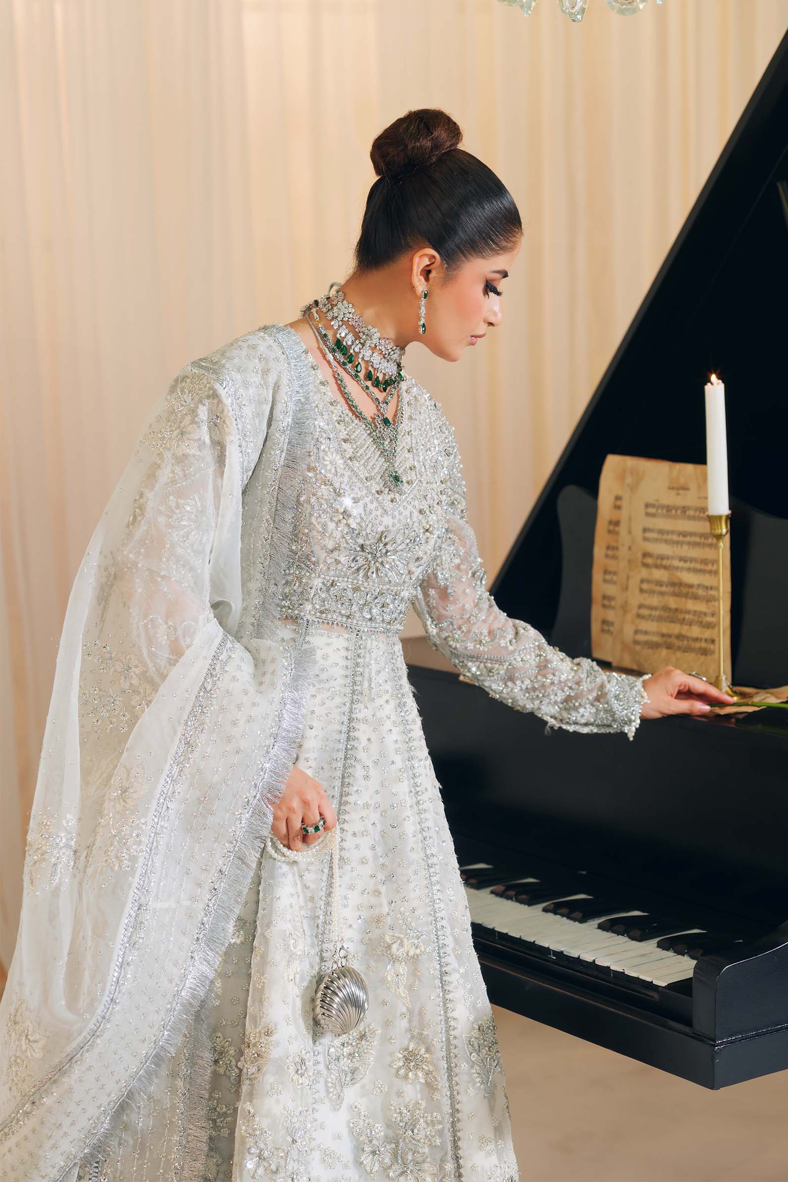 Jhil Mil – Maryam Hussain Silver Wedding Couture Bridal Dress Online
