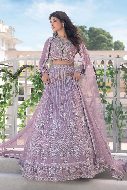 Maria B Jolante Lavender Royal-Rawa Bridal Lehenga Set with naqshi & pearl detailing stitched for weddings – Pakistanimoda