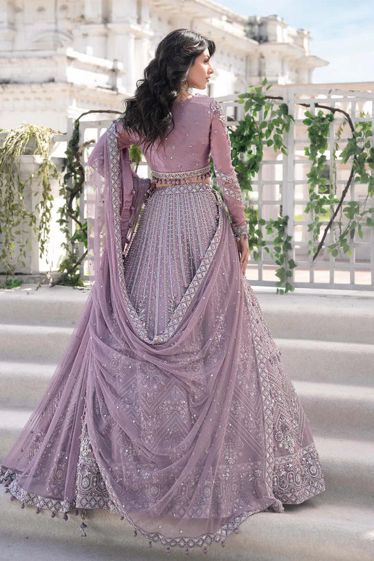 Maria B Jolante Lavender Royal-Rawa Bridal Lehenga Set with naqshi & pearl detailing stitched for weddings – Pakistanimoda