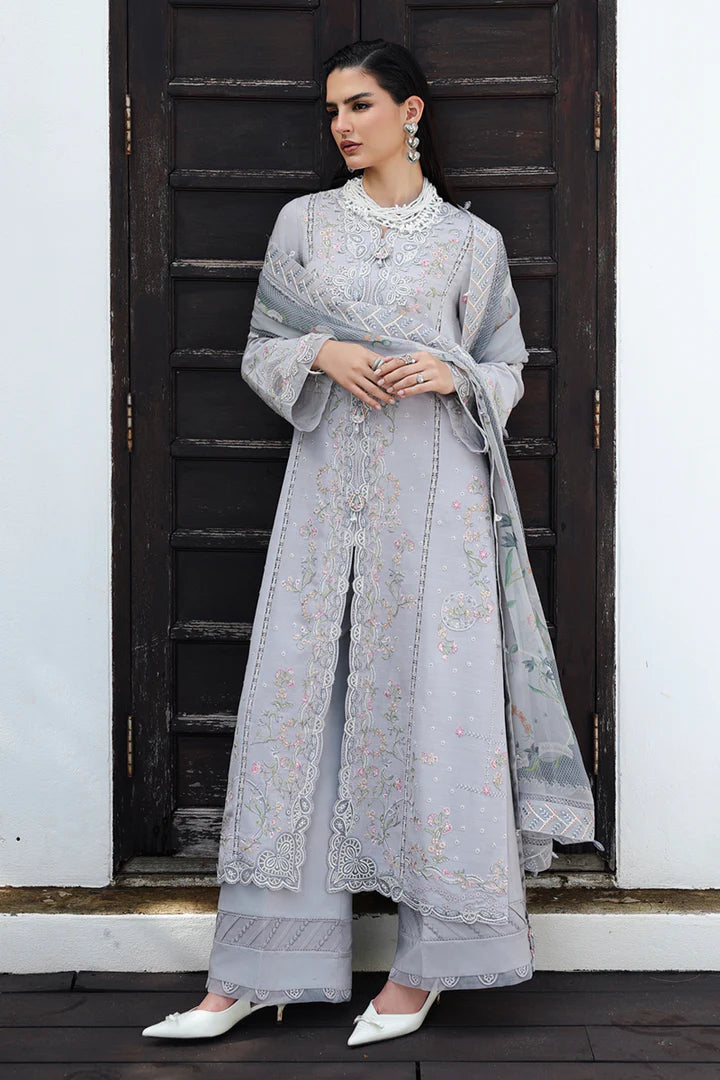 Qalamkar KL-02 Haze grey linen embroidered 3PC winter suit online