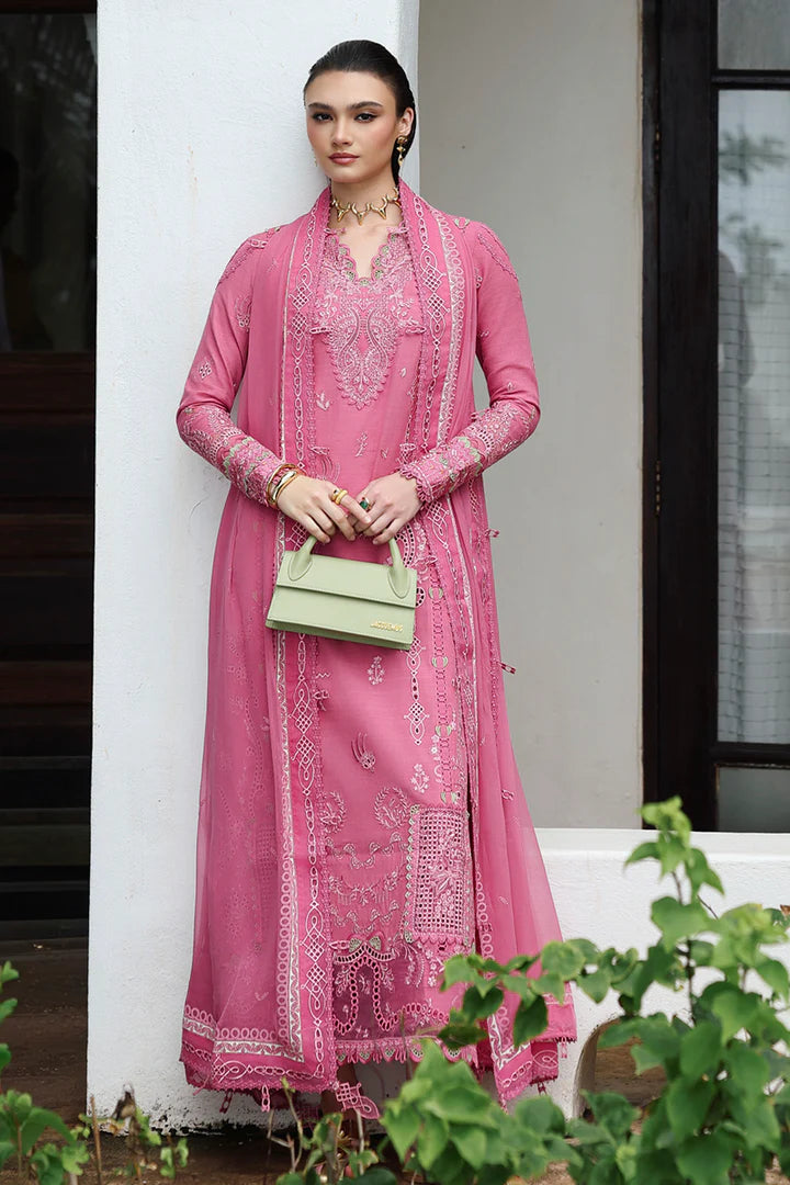 Qalamkar KL-04 Bloom Pink Linen 3PC Stitched Embroidered Winter Suit