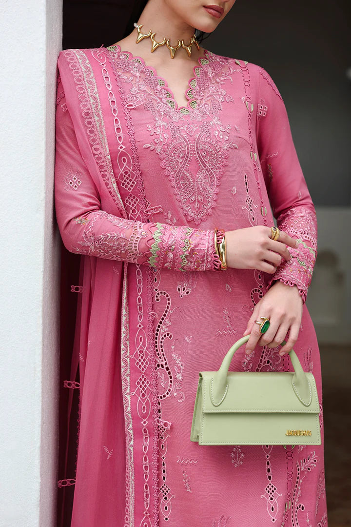 Qalamkar KL-04 Bloom Pink Linen 3PC Stitched Embroidered Winter Suit