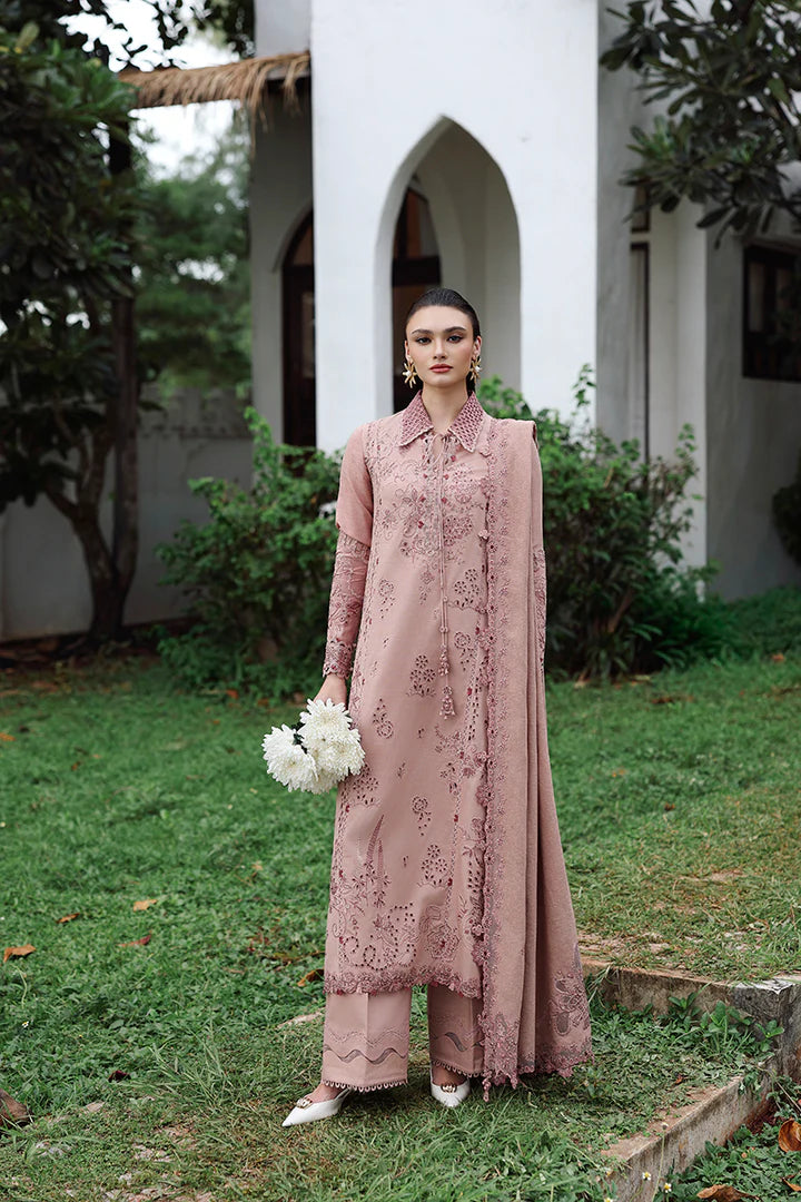 Qalamkar KL-08 Veil Mauve Linen Embroidered 3PC Stitched Winter Suit