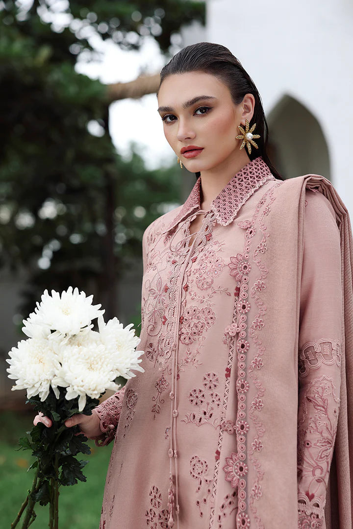 Qalamkar KL-08 Veil Mauve Linen Embroidered 3PC Stitched Winter Suit