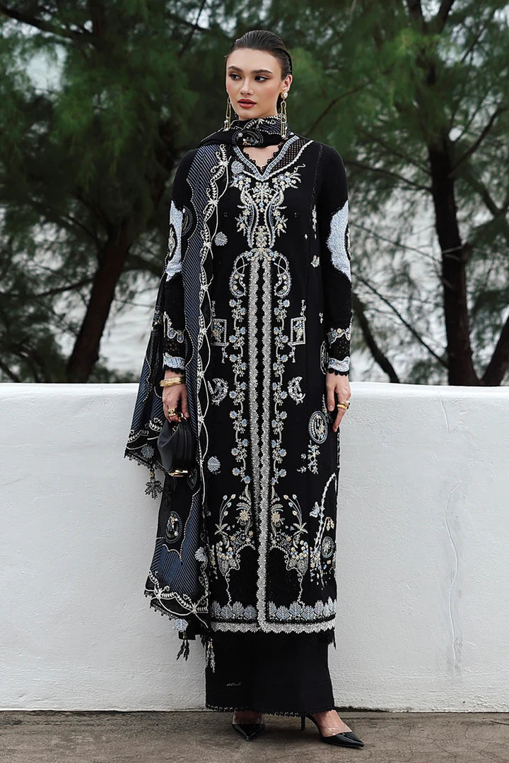 Qalamkar KL-09 Zyra black linen embroidered 3PC winter suit online
