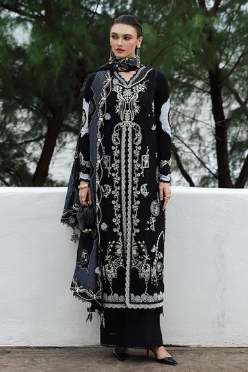 Qalamkar KL-09 Zyra black linen embroidered 3PC winter suit online