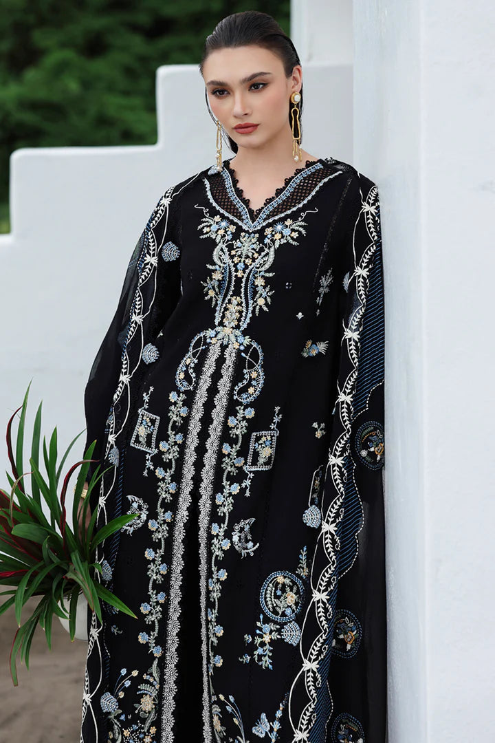 Qalamkar KL-09 Zyra black linen embroidered 3PC winter suit online