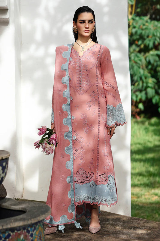 Qalamkar Designer Pink Linen 3PC Stitched Suit Pakistanimoda