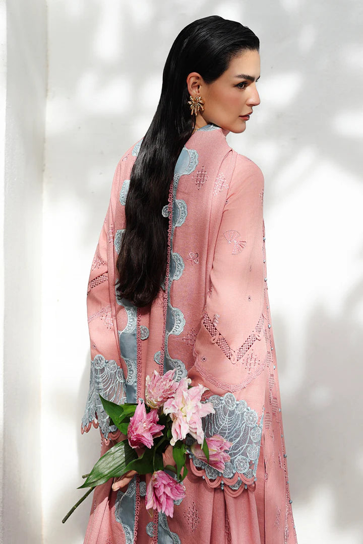 Qalamkar Designer Pink Linen 3PC Stitched Suit Pakistanimoda
