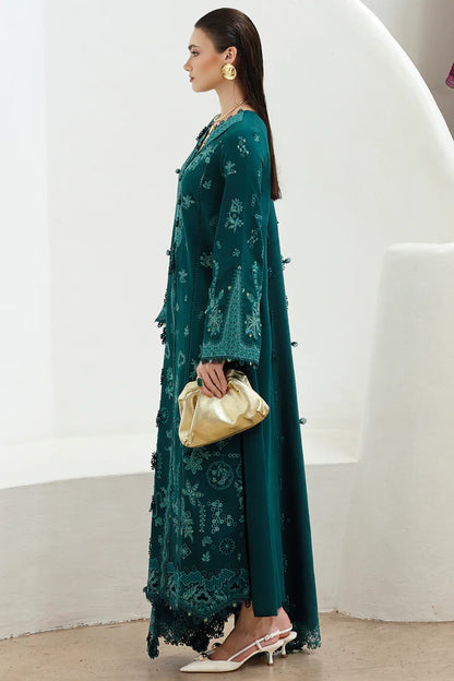 Qalamkar KL-11 Meadow Green Linen 3PC Stitched Winter Suit Online