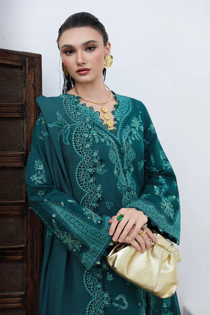 Qalamkar KL-11 Meadow Green Linen 3PC Stitched Winter Suit Online