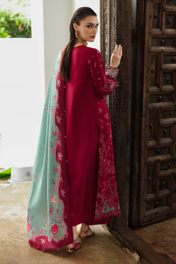 Qalamkar KL-12 Roohi Maroon Linen 3PC Stitched Winter Suit Online