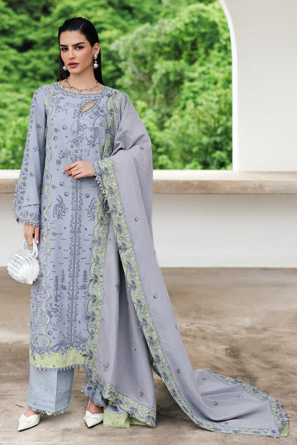 Qalamkar KL-13 Saahil grey linen embroidered 3PC winter suit online
