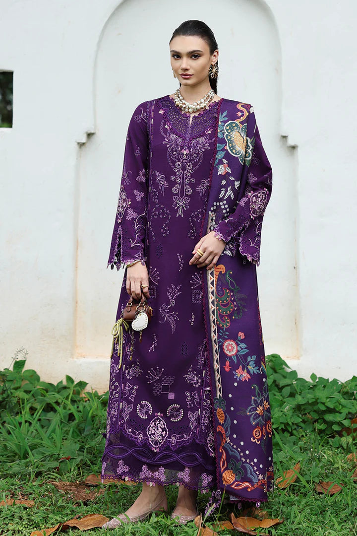 Buy Qalamkar KL-15 Iris Purple Linen Luxury 3PC Stitched Winter Suit