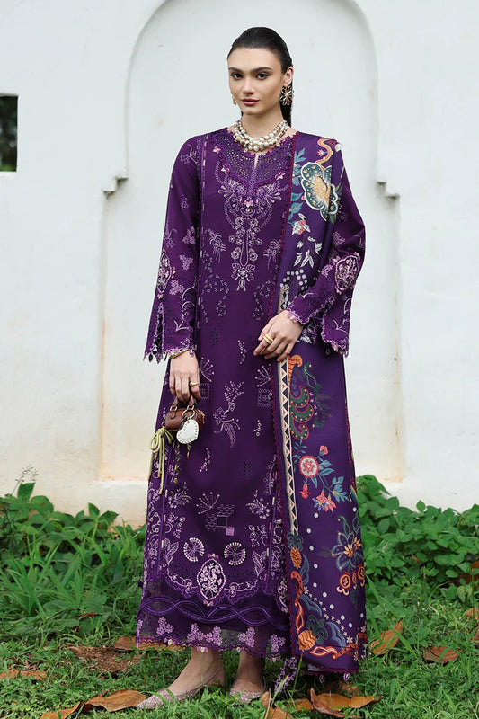 Buy Qalamkar KL-15 Iris Purple Linen Luxury 3PC Stitched Winter Suit
