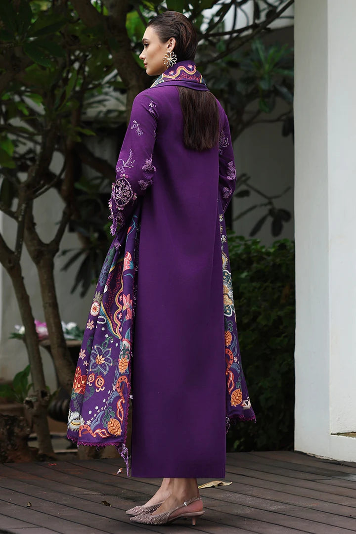 Buy Qalamkar KL-15 Iris Purple Linen Luxury 3PC Stitched Winter Suit