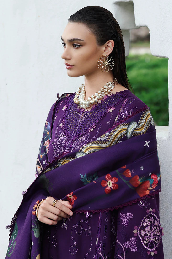 Buy Qalamkar KL-15 Iris Purple Linen Luxury 3PC Stitched Winter Suit