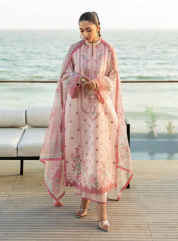 Kaira-Soft Light Pink Embroidered 3-piece Lawn Suit By-Zainab Chottani