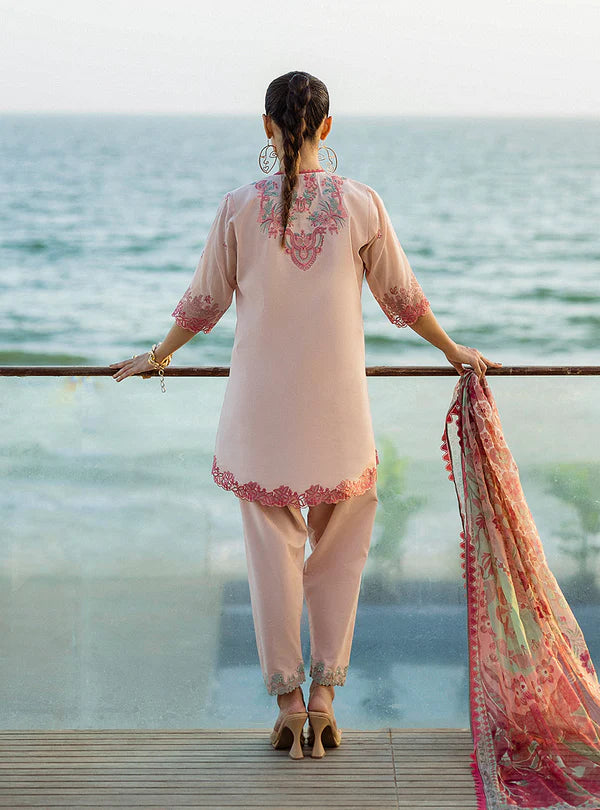 Kaira-Soft Light Pink Embroidered 3-piece Lawn Suit By-Zainab Chottani