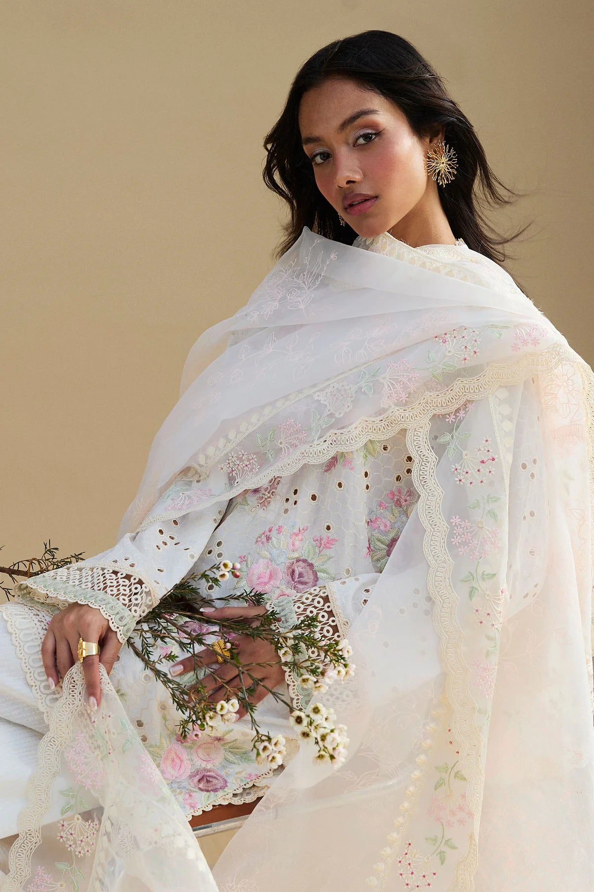 Kairo-10A- Embroidered Folarl Lawn Ensemble By- Zara Shahjahan