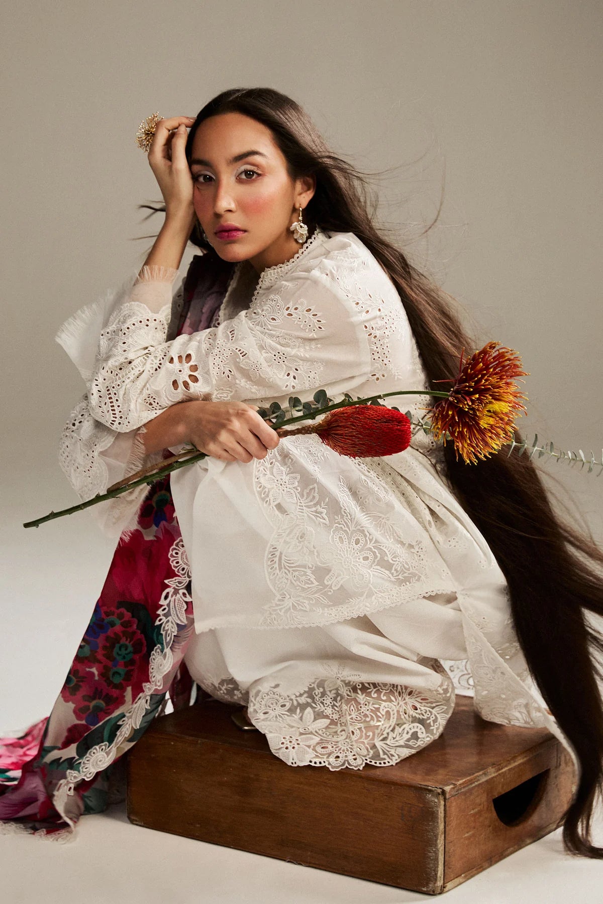 Kaori-1A- Embroidered Pure White Lawn Ensemble By- Zara Shahjahan