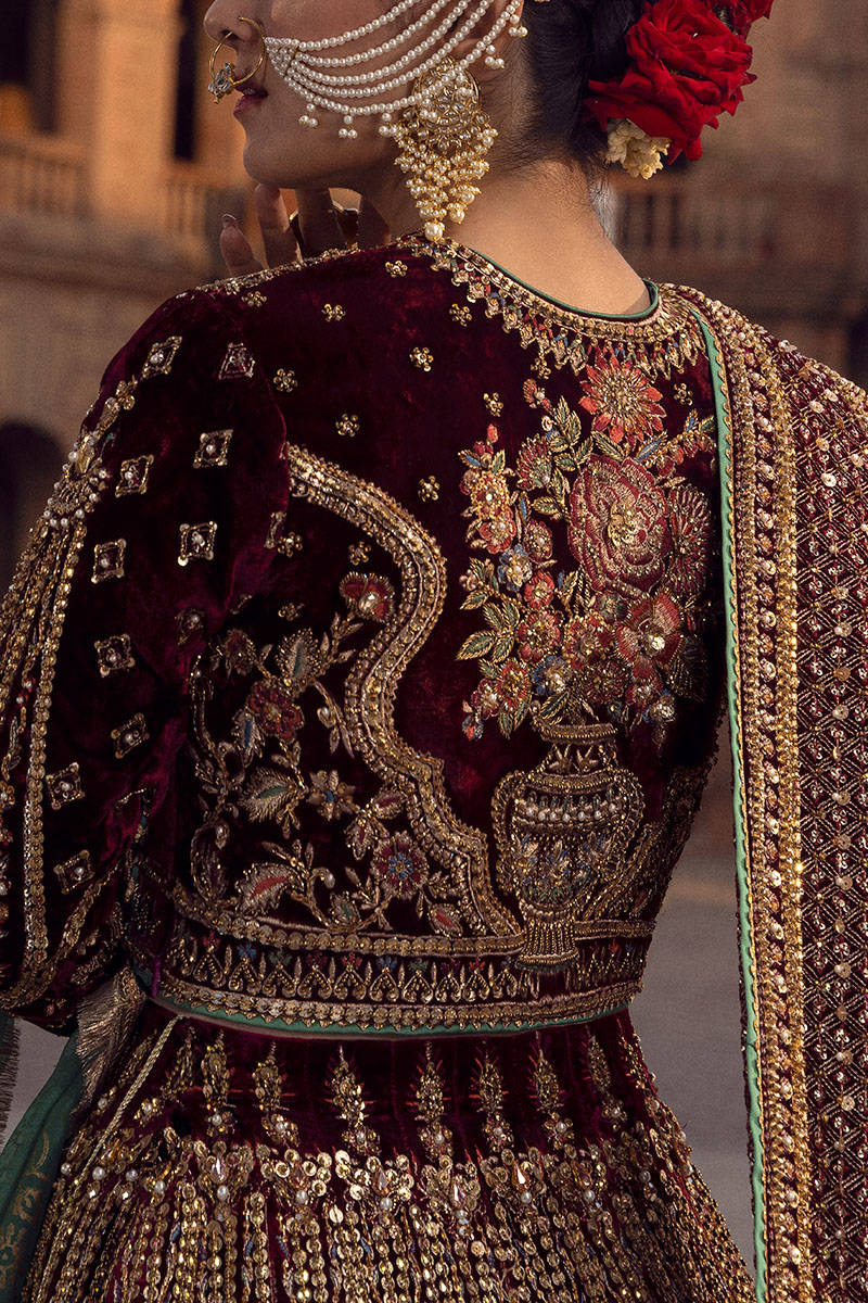 Kasturi - Divine Grace in Maroon Bridal Lehenga