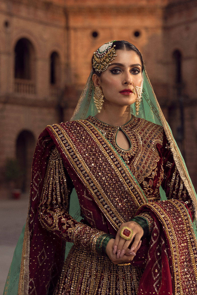 Kasturi - Divine Grace in Maroon Bridal Lehenga