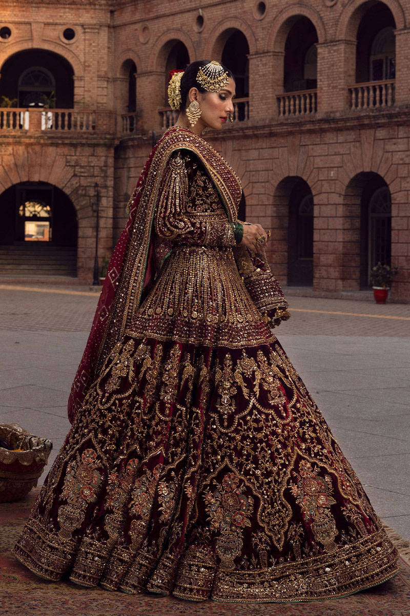 maroon and gold pakistani bridal dresses Maroon Wedding Red Bridal Lehenga Maroon Red Kameez Lehenga For Pakistani Bridal Dresses MEDIUM
