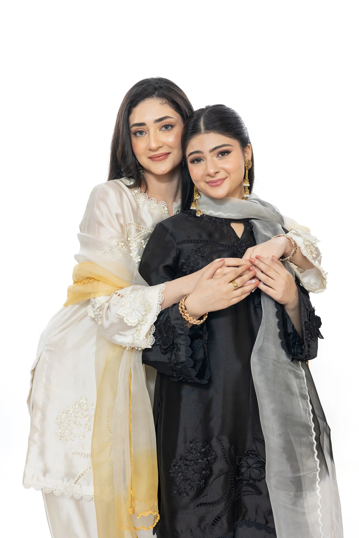 Katrina black Sheesha silk stitched 3PC suit with 3D applique and organza dupatta from Soroya by MariamRaj
