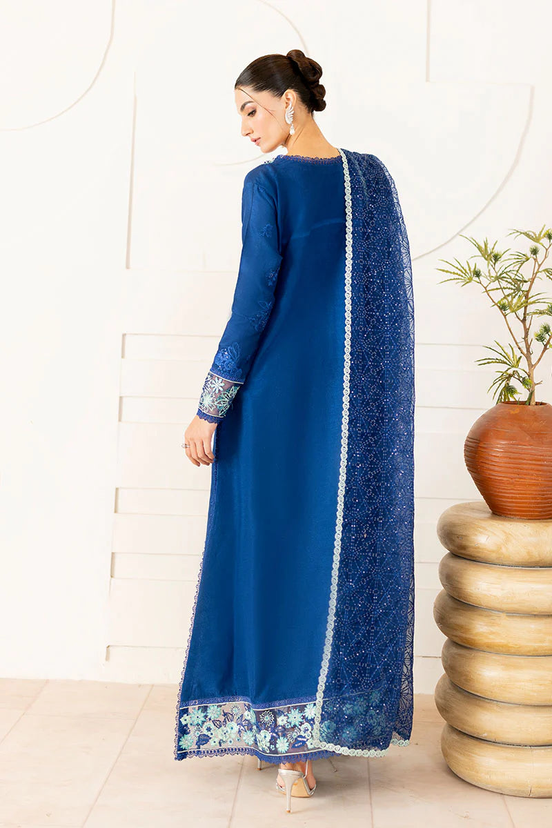 Kayra serene blue semi-formal dress with tonal embroidery – Pakistanimoda