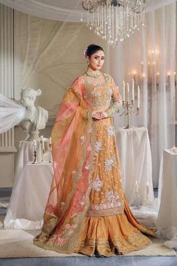 Kayser – Maryam Hussain Peach Organza Embroidered Stitched Suit