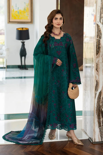 Keya Emerald Pakistani designer Eid lawn suit by Rang Rasiya Carnation Eid Edit 2026 with chiffon dupatta