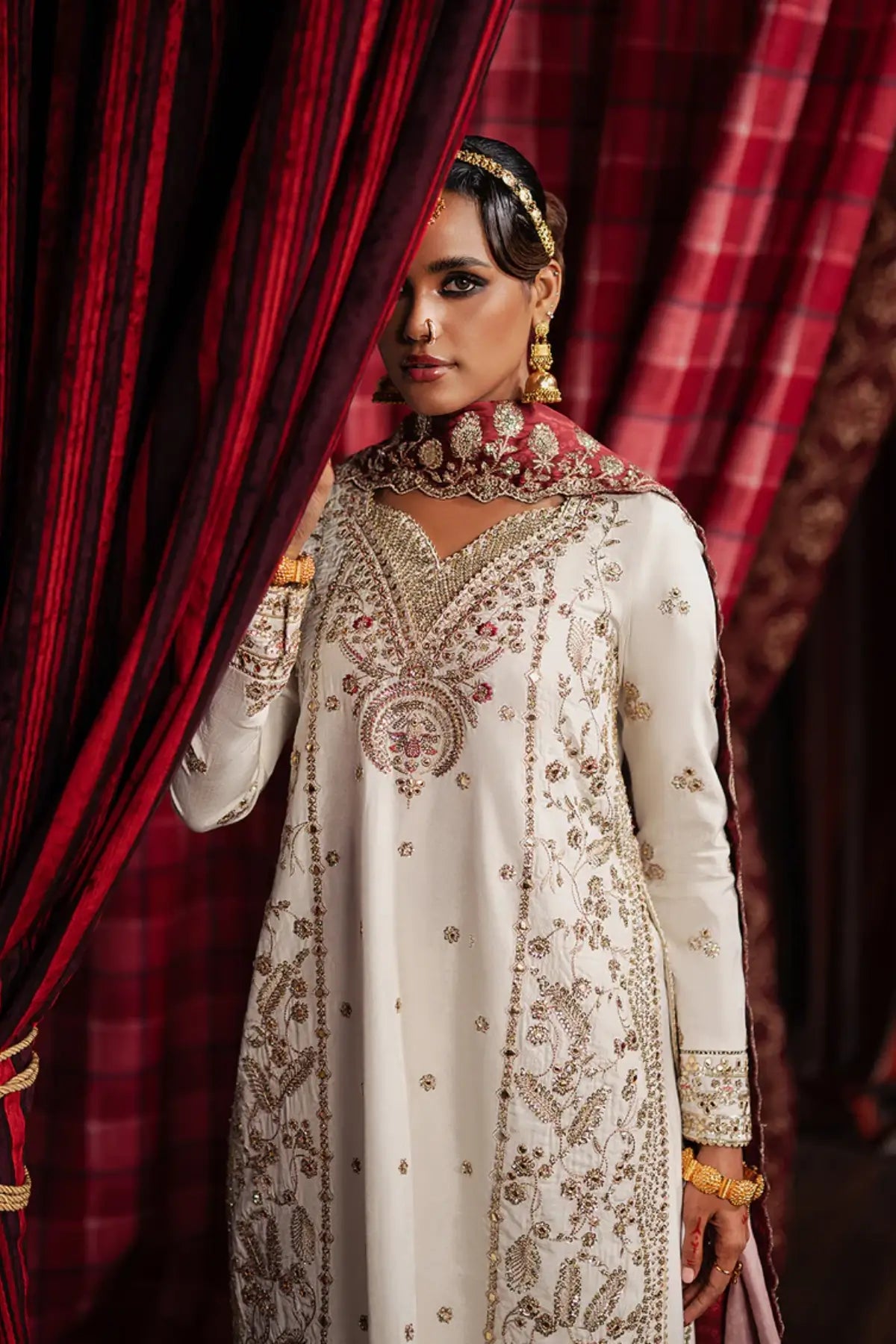Khuld Afrozeh ivory raw silk occasion wear DIVANI 2025 Pakistani formal dress stitched Pakistanimoda