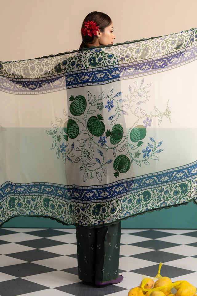 
Elegant Bandhani print lawn outfit in forest green – Kina-6A Coco collection