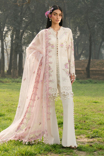 L251-001A-3CT- Off-white & Pink Luxury Lawn Outfit By- Sana Safinaz