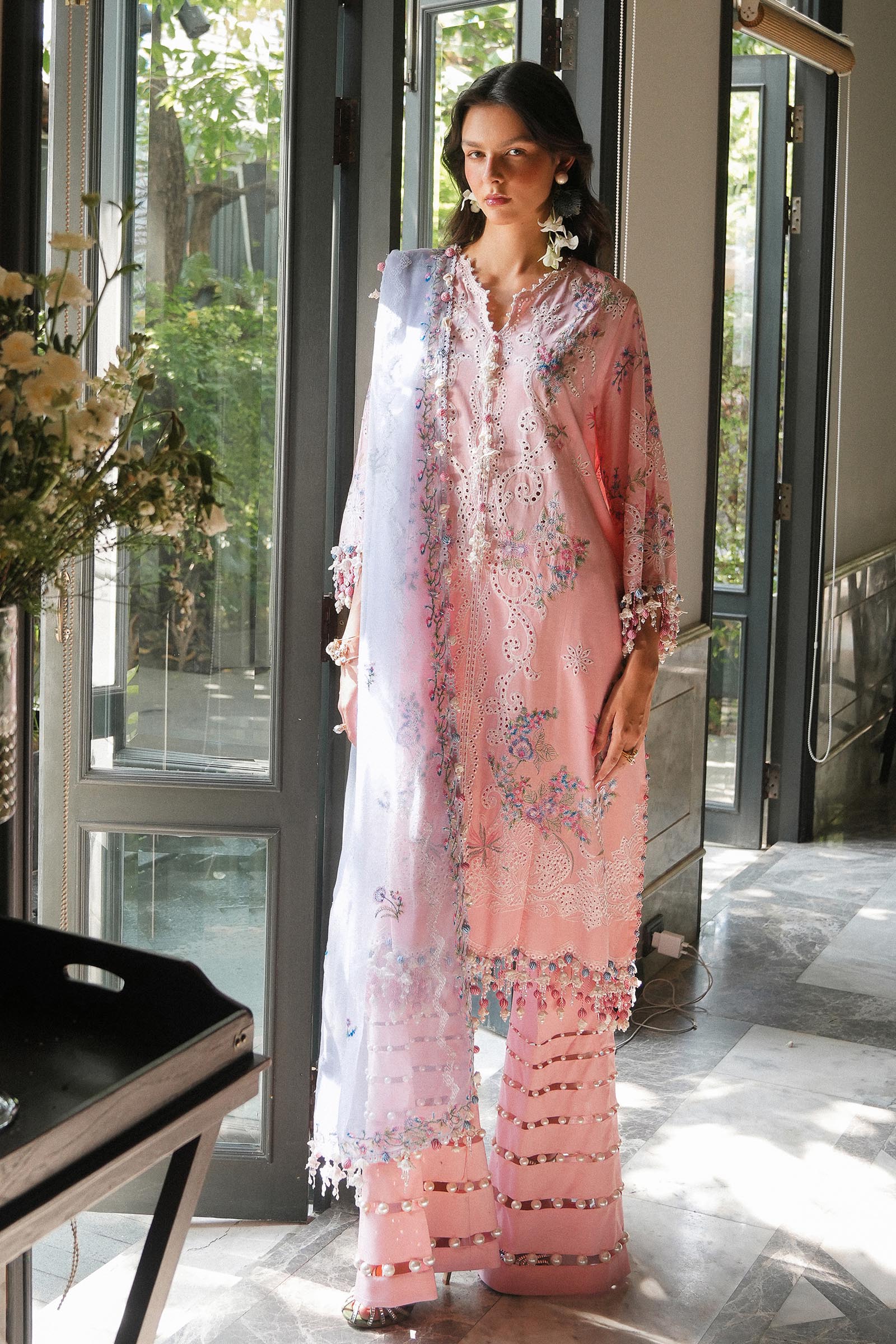 L251-001B-3CT- Pink Luxury Lawn Outfit By- Sana Safinaz