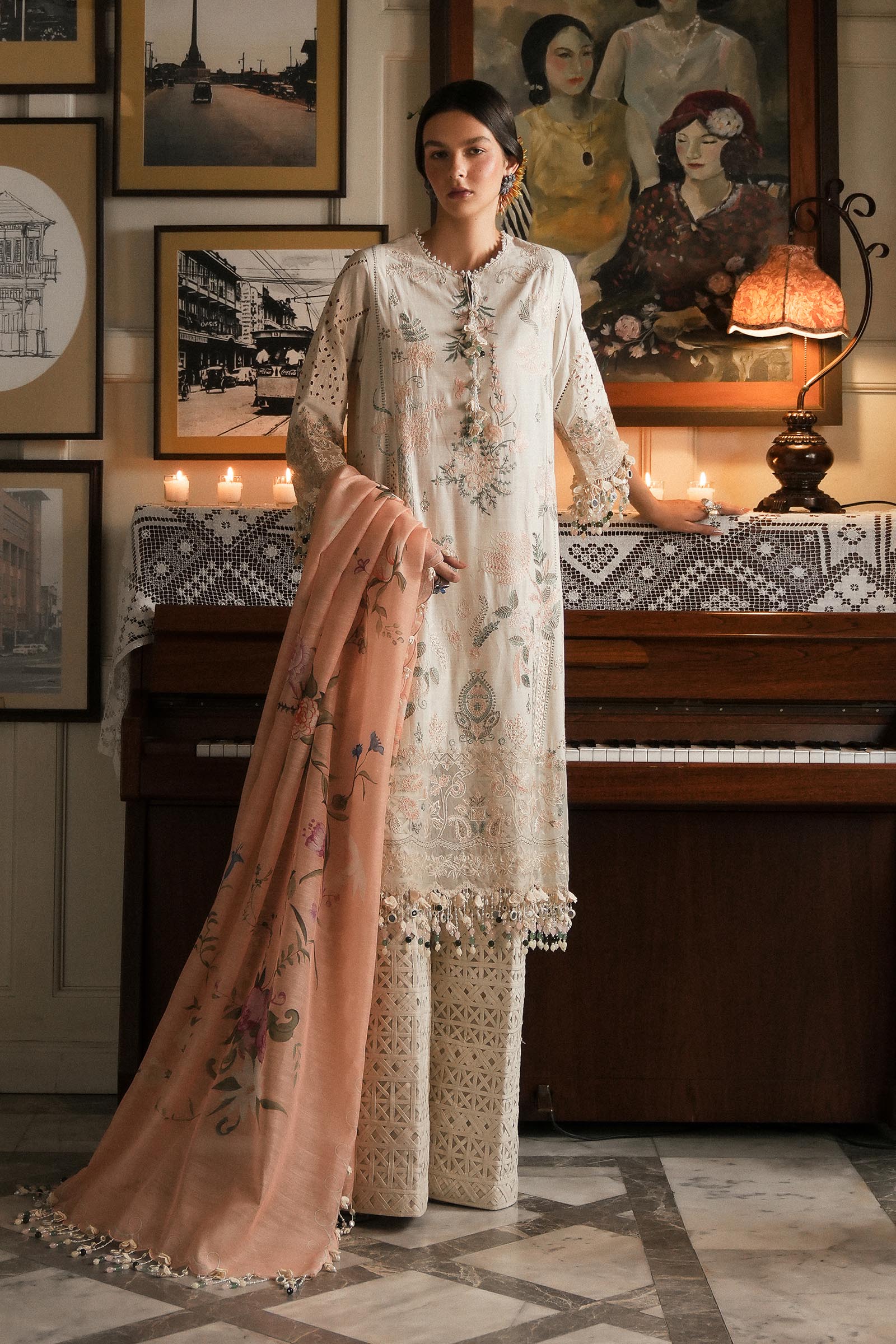 L251-003A-3DI- Beige Luxury Lawn Outfit By- Sana Safinaz