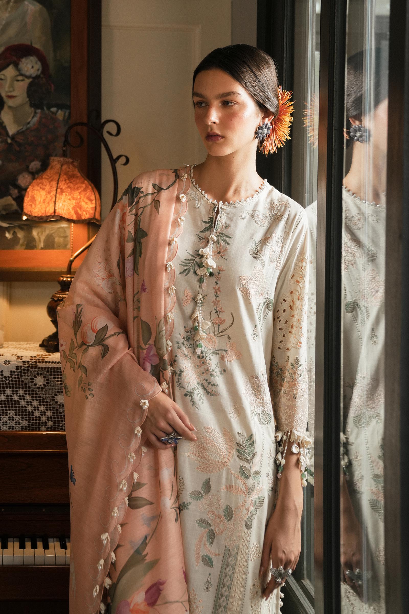 L251-003A-3DI- Beige Luxury Lawn Outfit By- Sana Safinaz