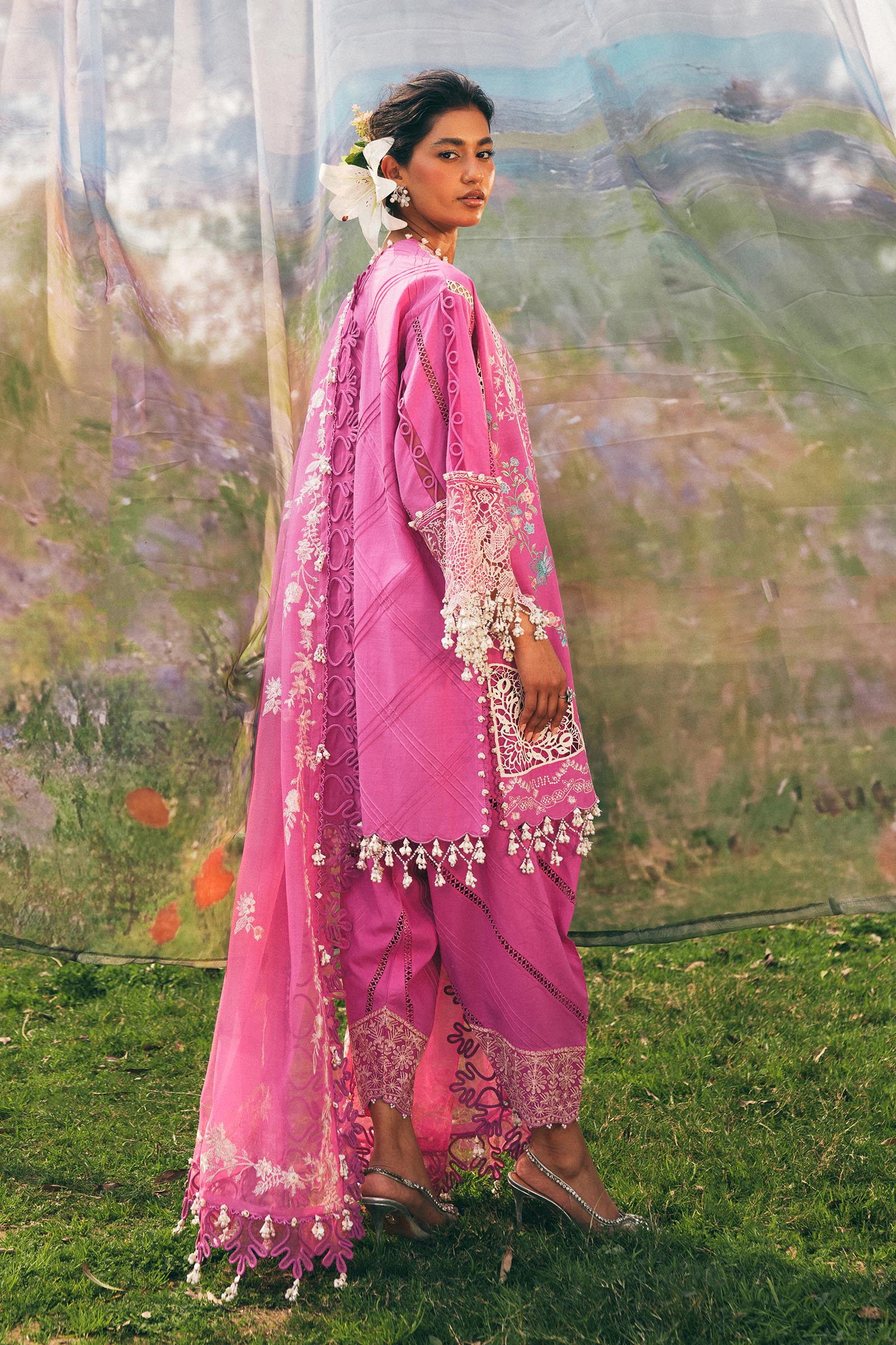 L251-005A-3CT- Pink Luxury Lawn Outfit By- Sana Safinaz