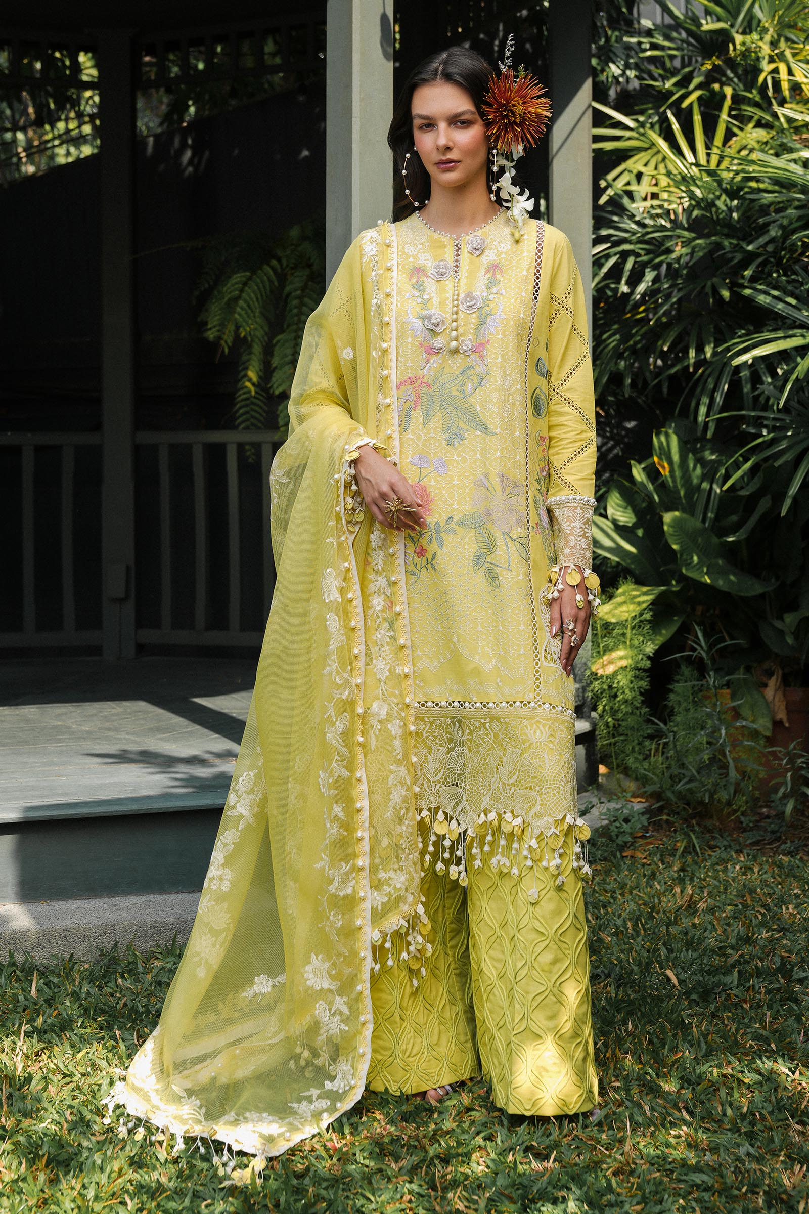 L251-005B-3CT- Yellow Luxury Lawn Outfit By- Sana Safinaz