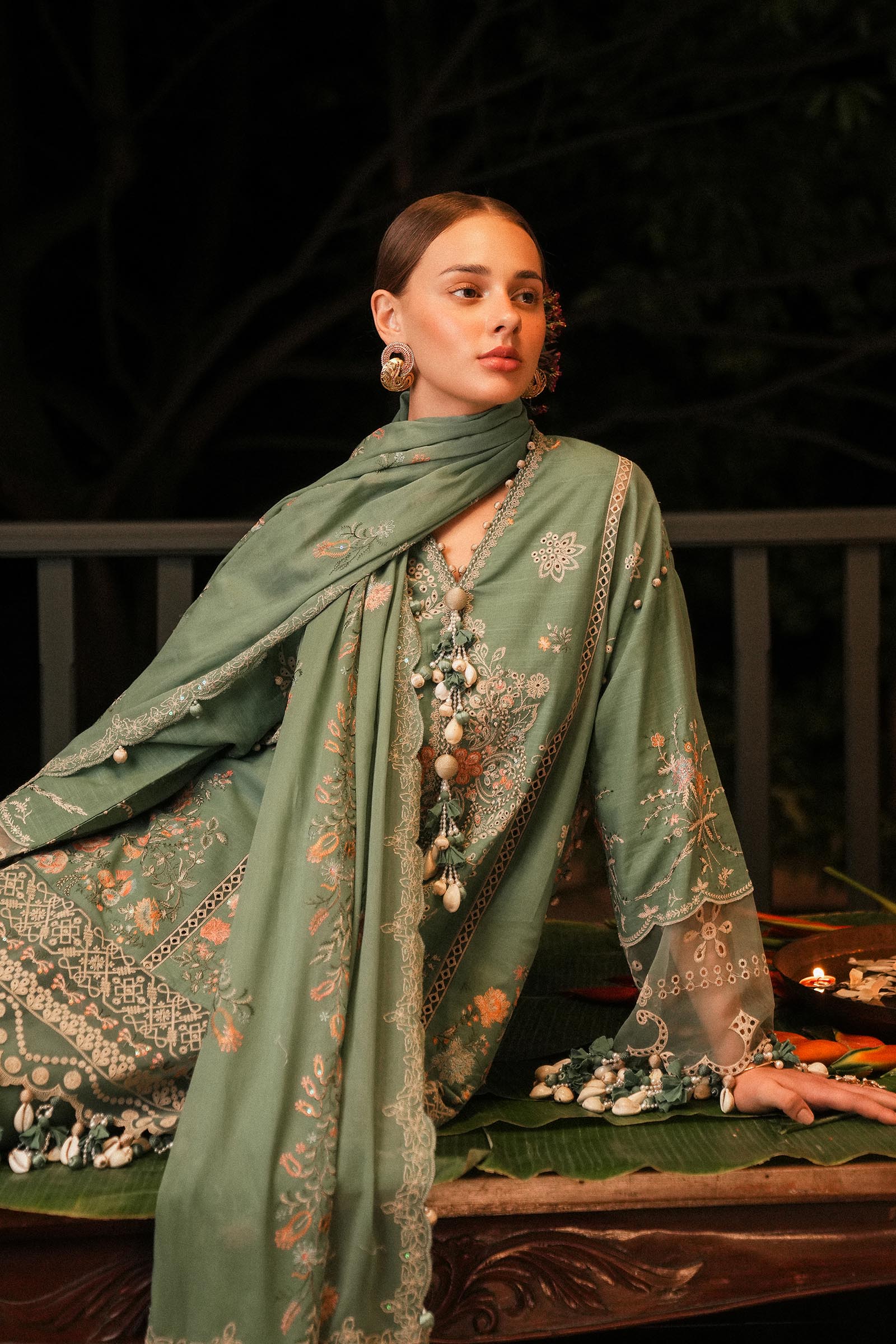 L251-006B-3CH- Green Luxury Lawn Outfit By- Sana Safinaz