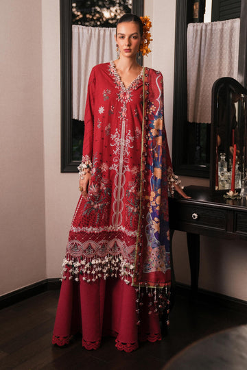 L251-009A-3DI- Red Luxury Lawn Outfit By- Sana Safinaz