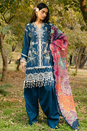 L251-009B-3DI- Royal Blue Luxury Lawn Outfit By- Sana Safinaz