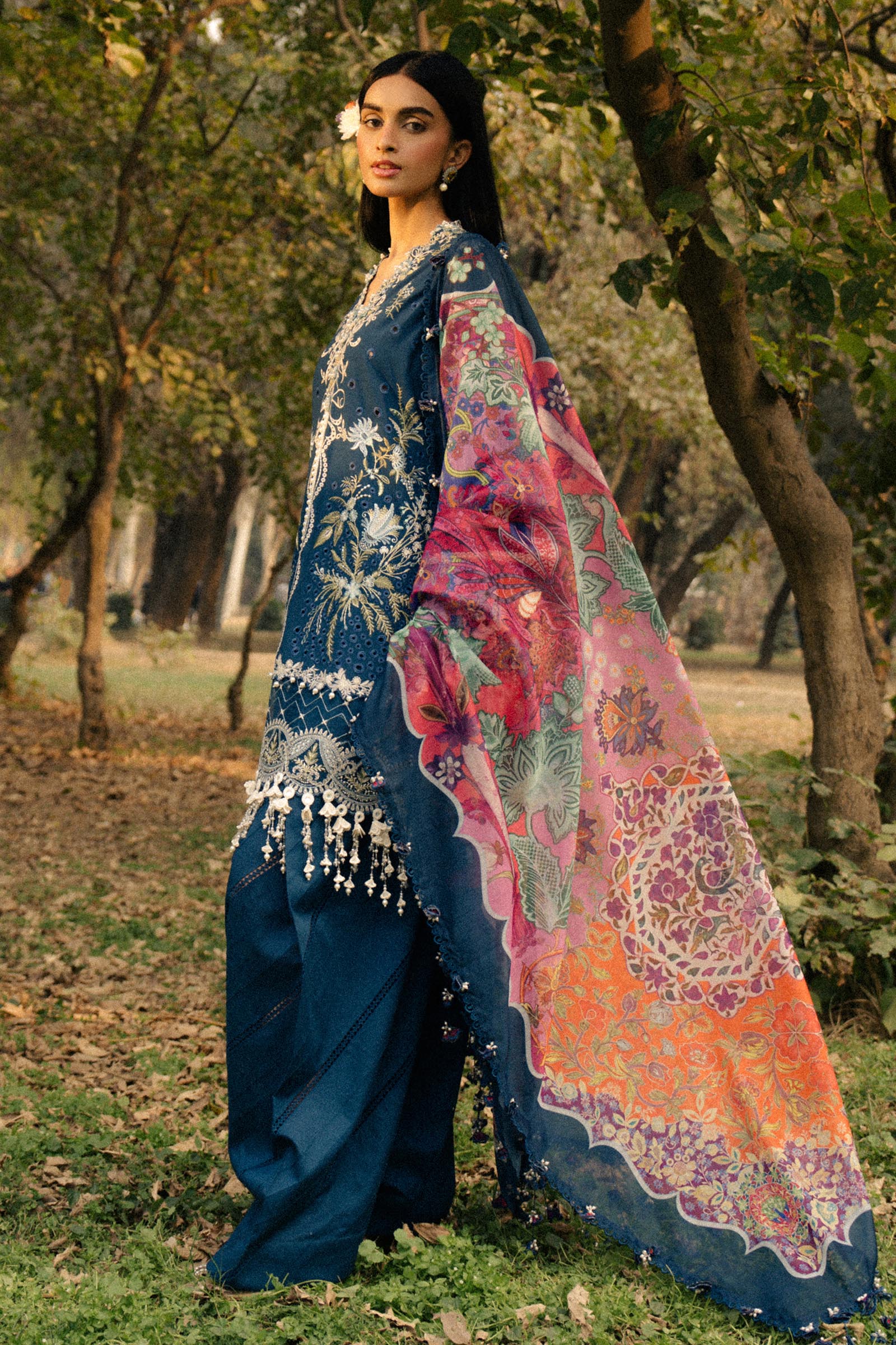 L251-009B-3DI- Royal Blue Luxury Lawn Outfit By- Sana Safinaz