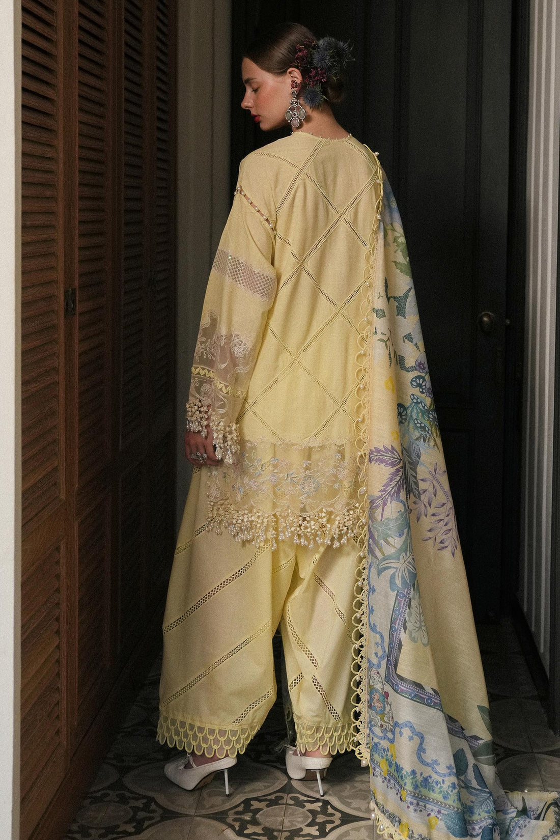 L251-010A-3DI- Lime Yellow Luxury Lawn Outfit By- Sana Safinaz